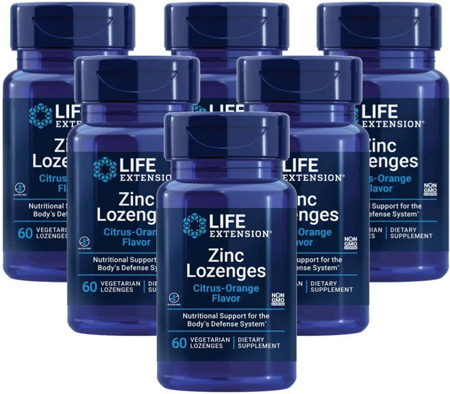 라이프익스텐션 아연 사탕 정제 시트러스-오렌지 베지 사탕 정제, 60정, 6개 - 쿠팡