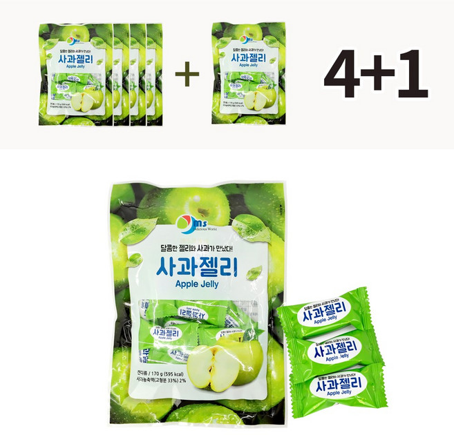 미성식품 사과젤리 향긋한 애플 국산 디저트 간식, 170g, 5개