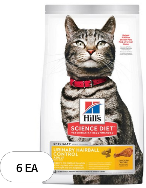 힐스사이언스다이어트 고양이 유리너리 헤어볼 컨트롤 기능성 사료, 6개, 1.58kg