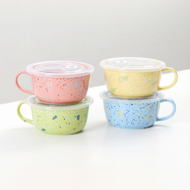 밀폐 라면기 600ml 전자레인지사용 밀폐 뚜껑 계란찜 손잡이 시리얼 요거트볼, 밀폐라면기(머스타드옐로우), 1개