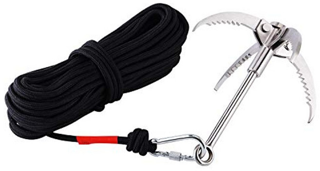Ant Mag Grappling Hook Claw Carabiner 야외 등반 등산 낚시 인양 중장비 고하중 장비 카라비너 그래플링 훅 캠핑 등산장비, Silver, 1개