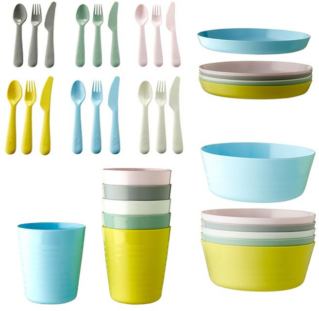 이케아 어린이 유아 식기 모음 4종 6개 세트 (그릇/접시/컵/식기도구), 혼합색상