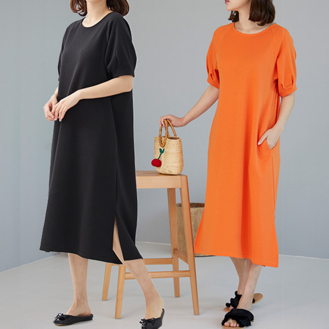 제니트 라바나그랑옆트임OPS 여성 루즈핏 반팔 트임 롱원피스 여름원피스 빅사이즈