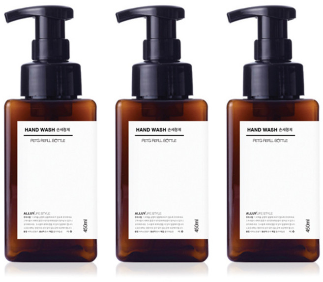 알루이 거품용기 욕실디스펜서 공병 450ml 갈색, 3개
