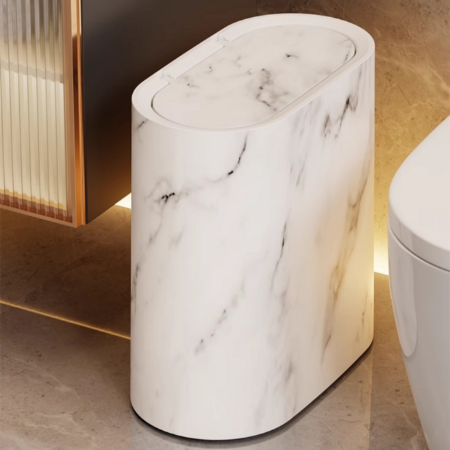 가온루트 고급 북유럽 슬림 방수 원터치 욕실 휴지통 화장실 쓰레기통, 화이트