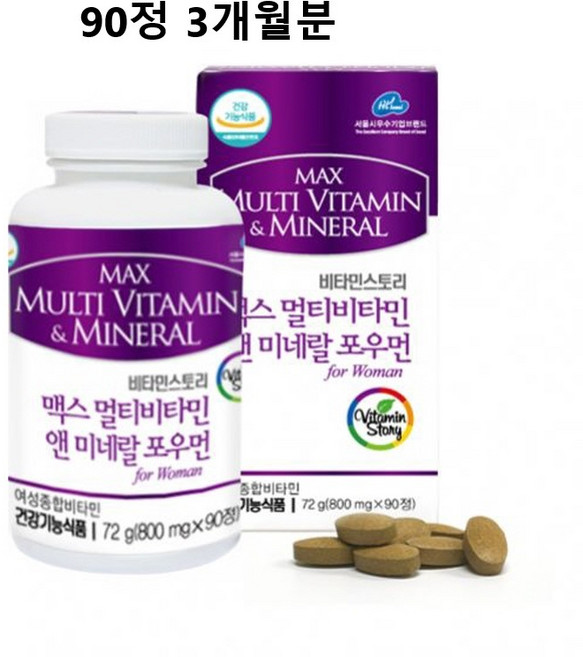 애플트리 포우먼 멀티비타민 미네랄 종합 영양제 여성 여자 갱년기 20대 30대 40대 50대 60대 + 중년 실버 비오틴 석류 코엔자임Q10 건강기능식품, 90정, 1개