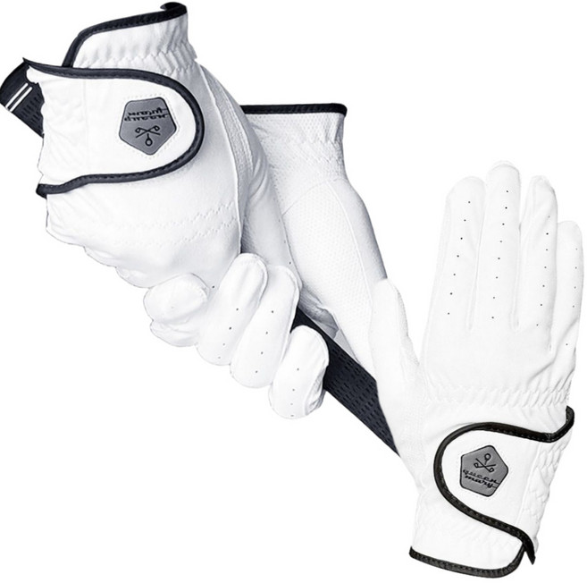 클래식 화이트 남성 양손 골프장갑 땀 비에 강한 고급합피 이중덧뎀 논슬립 파크골프, 1개, 클래식화이트