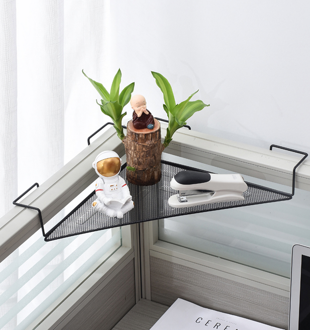 사무실 책상 정리 파티션 메탈 철제 코너 선반 진열대, 블랙, 1개