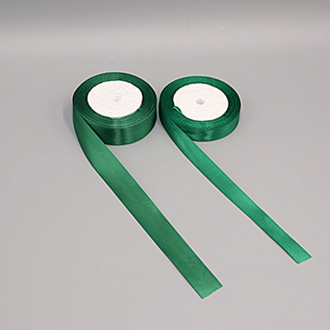 세모쇼핑백 고급 공단리본 꽃집 선물 포장리본 포장끈, 딥그린, 1개, 15mm X 22M