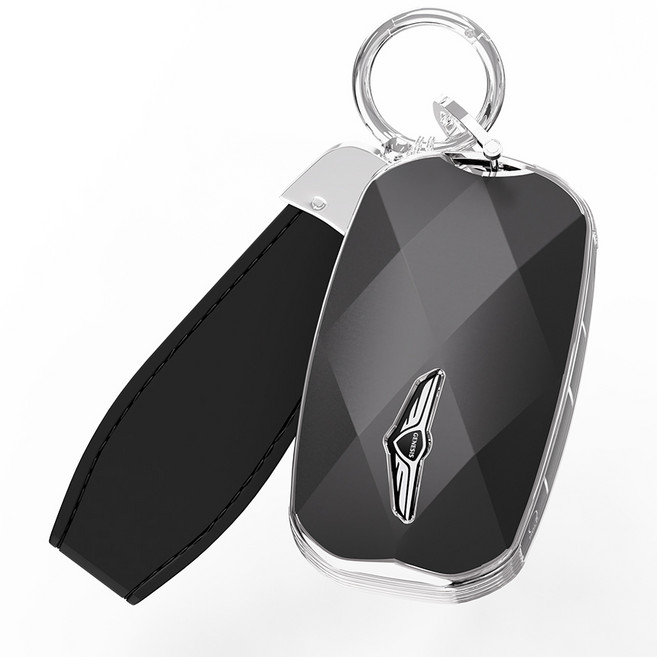 GV70 GV80 G80 G70 G90 제네시스 키케이스 소프트 가죽 호환상품, 제네시스 7버튼, 블랙