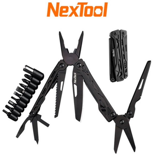NEXTOOL 넥스툴 블랙 나이트 BLACK KNIGHT [한강사 A/S가능 시리얼 넘버] 11가지 기능 / 9가지 비트 포함 / 나일론 쉬츠, 1개