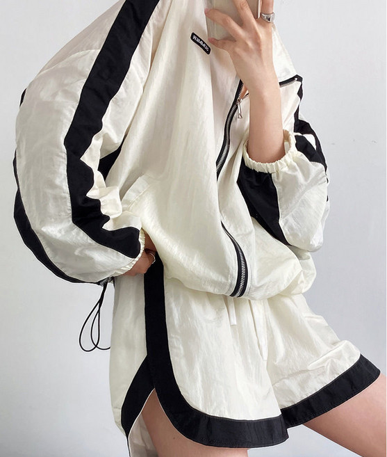 FINE ART 트레이닝 세트 여름 자외선 차단 코트 여성 재킷+반바지 상하의 투피스