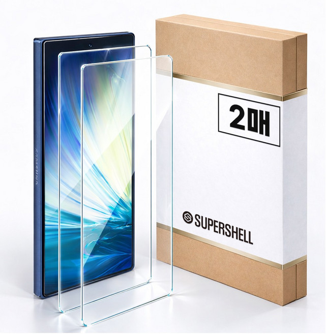 슈퍼쉘 강화유리 터치강화 지문인식 휴대폰 액정보호필름 2매, 1개