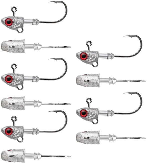 10pcs Swimbait 지그 헤드 후크 빛나는 눈 Fishhook 낚시 웜 루어 후크 바닷물 민물 Fishhook