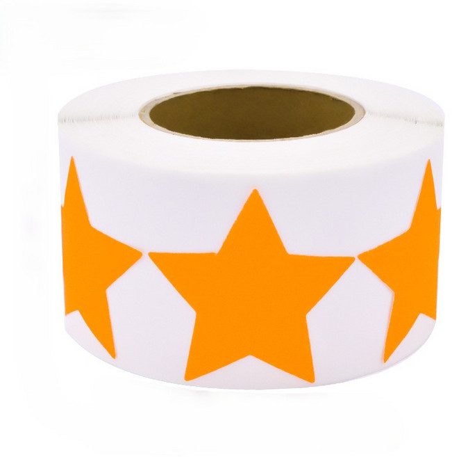 500매입 네온 별 스타 스티커 3.8cm, 1세트, S2225 오렌지별 500매