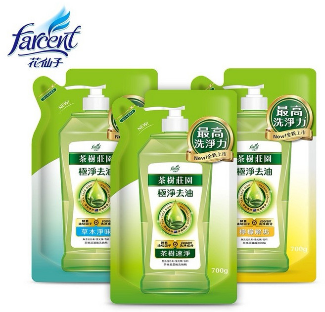 花仙子 茶樹莊園 洗碗精補充包700g 草本淨味/去垢檸檬 瓶裝500g, 1個, 700ml