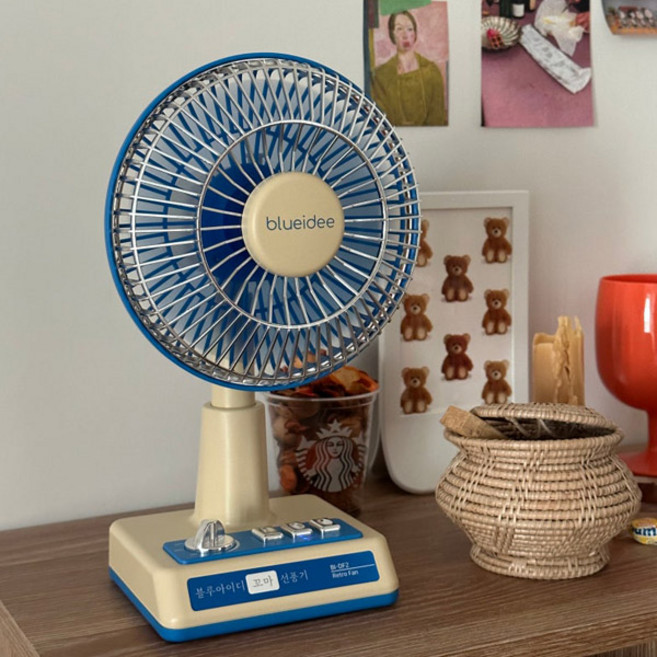블루아이디 레트로 무선 탁상용 선풍기, BI-DF2, 블루