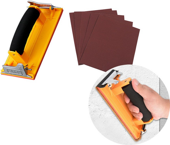 아띠꼴로 핸드 샌딩기 사포 수동 샌더기 밀대 빼빠, 핸드샌딩기1개+종이사포18장, 1개