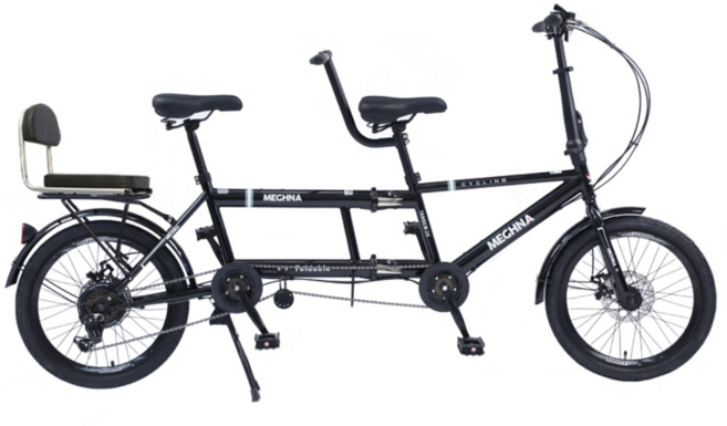 익스트롱 2인용 자전거 접이식 3인용 접는 커플 접이식 시마노7단 2인승, 블랙, 1개