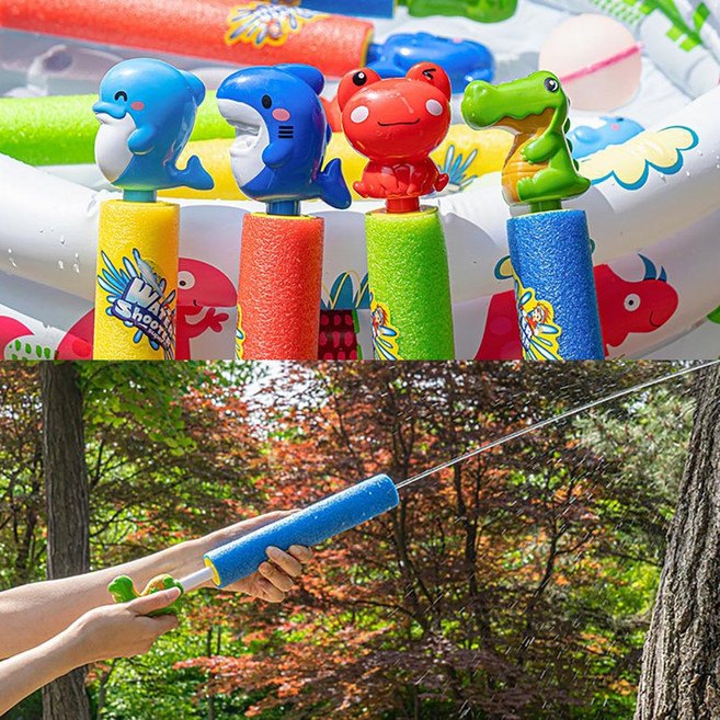 캐릭터 스펀지 펌프 물총 어린이 물놀이 여름 장난감 워터밤, 1개