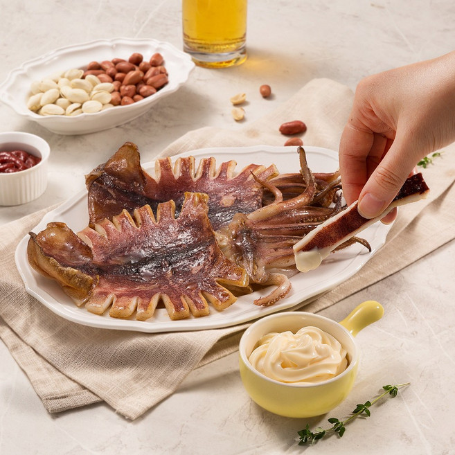 오성푸드 영덕 온미랑 원양산 특허건조 반건조오징어 맥반석오징어 버터구이오징어, 1개, [소소] 10미 (750g/원양산)