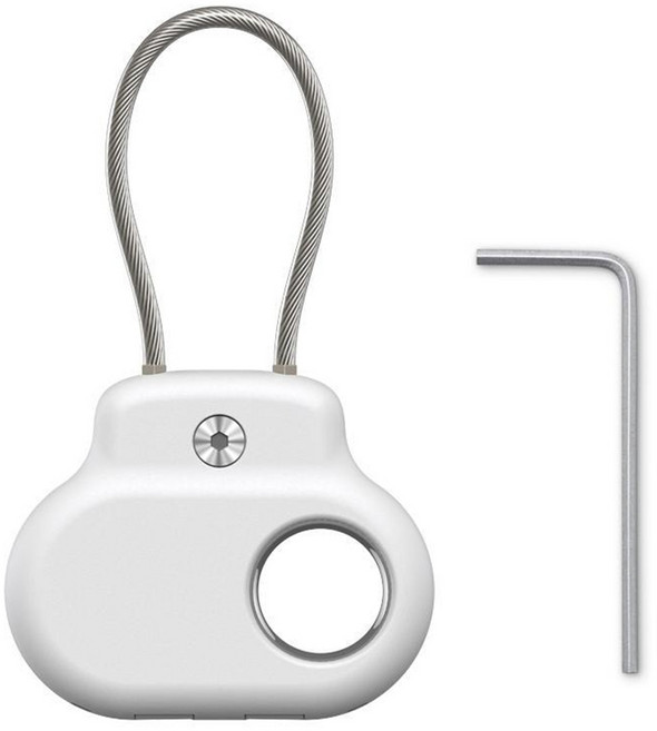 SKENOS 삼성 스마트태그2 호환 스틸와이어 잠금식 케이스 캐리어 자전거 가방 도난방지, 1개, 화이트