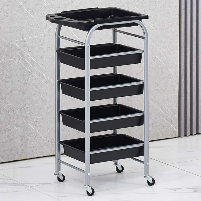 5단 미용실 츄레이 미용 트레이 가위 정리대 기자재 카트 웨건, 10. 4층 고급 철제 바퀴 38x30x80