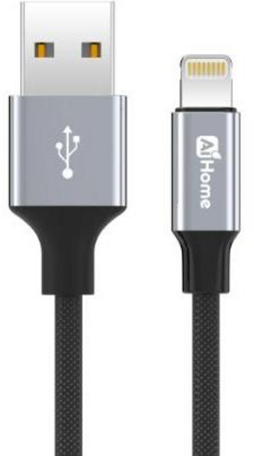 AI HOME 2.4A快充線 適用於iPhone 14以下設備 編織數據傳輸充電線, 1個, A TO L 2.4A 黑灰,100公分, 黑灰, 100cm