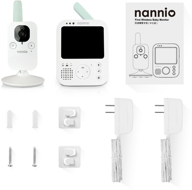 nannio 無線嬰兒監視器 雙向語音 紅外線夜視 溫度監測, 1個