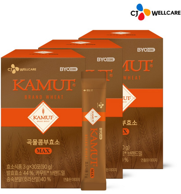 CJ 바이오코어 카무트곡물콤부효소 맥스, 90g, 3박스