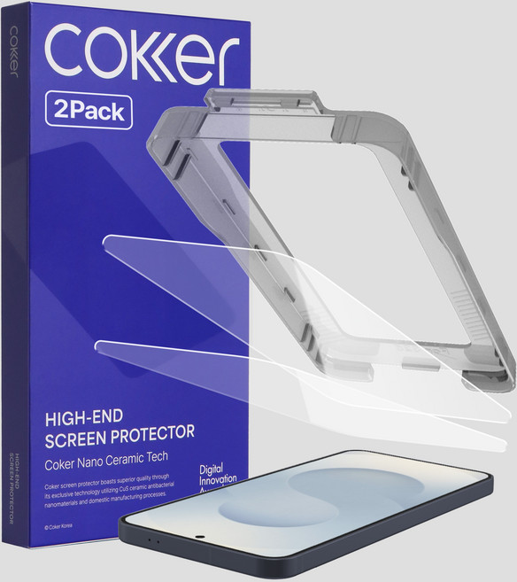 코커 압도적 터치감 갤럭시25 강화유리 액정 보호 필름 실크글라스 원터치 세트, 2개