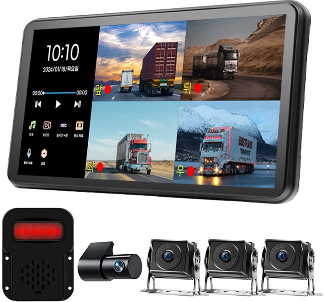 4채널 AHD 블랙박스 후방카메라 X4 풀세트 10.36인치 와이드, 128GB 포함