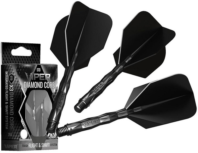 바이퍼 다이아몬드 코어 통합 다트 플라이트 및 샤프트 시스템 - 성능 향상을 위한 견고한 폴리머가 포함된 정밀 액세서리 3종 세트, 3 Medium Shaft, Standard No6 F, Black, 1개