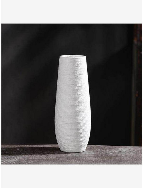 도자기 꽃병 단순한 복고풍 경덕전, 무광 흰색  라지