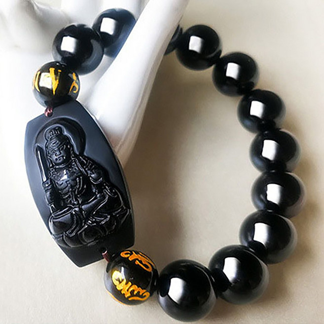 이레오몰 12지신 띠별 흑요석 수호신 팔찌 8대 호신보살 부적 재물운을 불러오는 L-0040