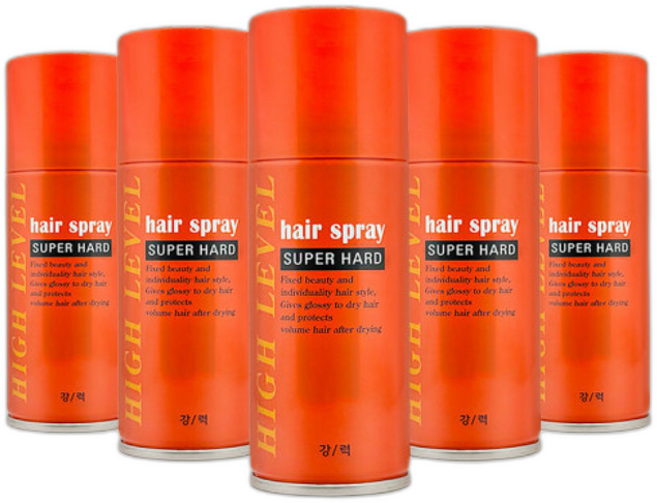 ()하이레벨 초강력 미니 헤어 스프레이 여행용 휴대용 스프레이 슈퍼하드 스프레이, 5개, 100ml