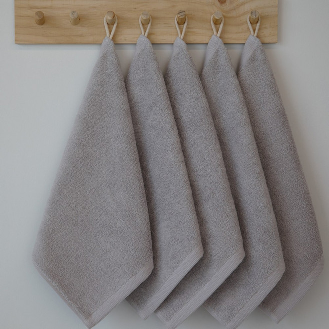 타월매니아 먼지없는 핸드타월 40수 코마사 고리수건 주방용수건 욕실수건, 라이트그레이, 5개