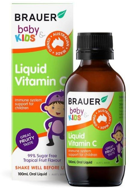 호주 브라우어 Brauer Kids Liquid Vitamin C 어린이 액상 비타민C 50mg, 4개, 100ml