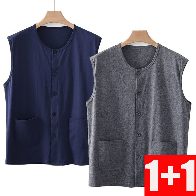 지고다그 1+1남성 순면 민소매 여름 남성 루즈핏 얇은 조끼 베스트 ZXC40718