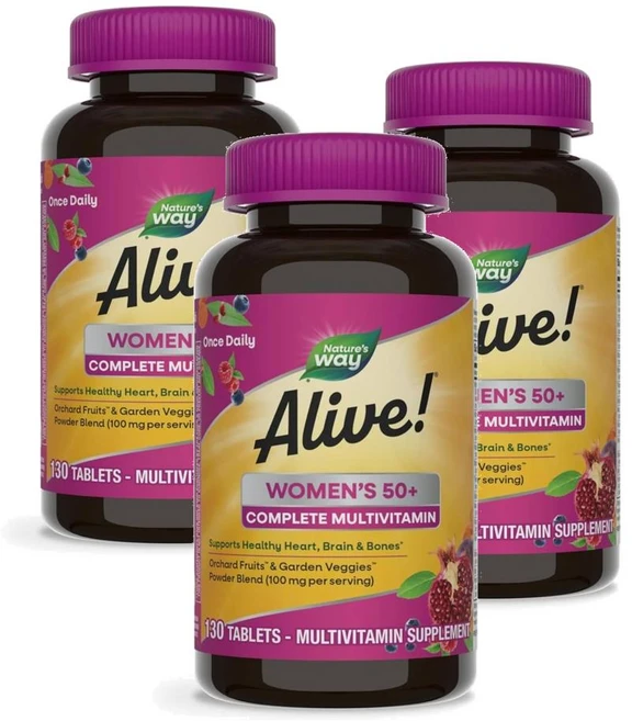 네이처스웨이 얼라이브 50세이상 여성 컴플리트 멀티비타민 Nature's Way Alive Women Multivitamin, 3개, 130정 - 쿠팡