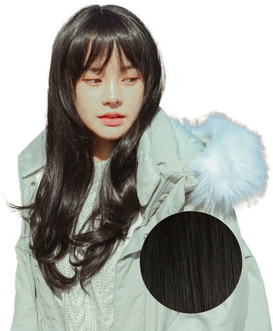 가발매니아 수제통 프론트레이스 긴머리 가발 빌드펌, 내츄럴블랙, 1개