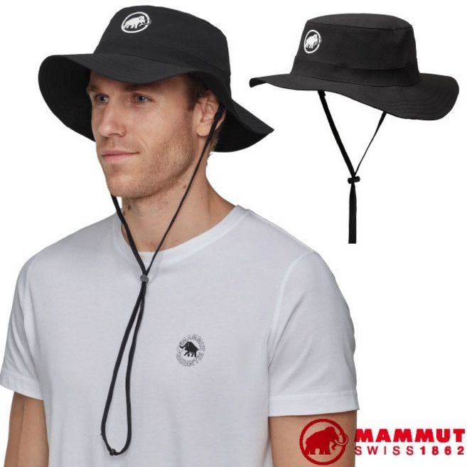 MAMMUT 長毛象 防曬折收排汗圓盤帽 Runbold Hat 大盤帽 休閒遮陽帽, 1個, M