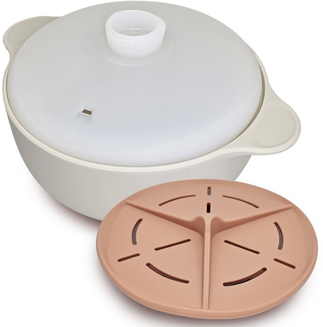 니콜레타 국산 실리콘 찜기 전자레인지 용기 세트 1300ml, 그레이, 1개