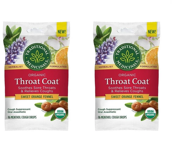 트래디셔널 메디시널 목캔디 스위트 오렌지 펜넬 Traditional Medicinals Throat Coat Organic, 2개 - 쿠팡