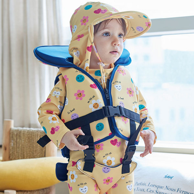 [수영조끼] 솜니움베베 아기 유아 수영 물놀이 조끼 부력 베스트, 옐로우 S, 1개