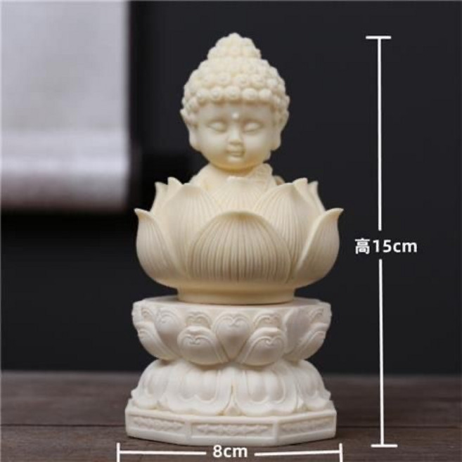 貝貝 Q版象牙果西方三聖 文殊普賢菩薩佛像擺件 禪意小沙彌擺飾 蓮花臺擺件, 須彌寶寶佛套裝