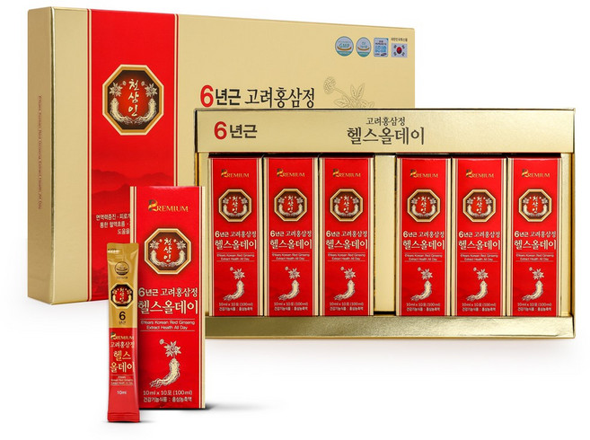 {Gibogam} 6년근 고려홍삼정 헬스올데이, 10회분, 6박스