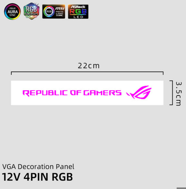 RGB GPU 측면 패널 가능한 A-RGB VGA 장식 비디오 카드 커버 5V3PIN12V4PIN AURA PC MOD PC 케이스 MOD RTX GTX, 4.12V 4PIN White