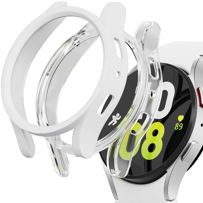 가꼬싶다 변색없는 하드커버 갤럭시 워치 케이스 2개입, 투명+화이트, 2개