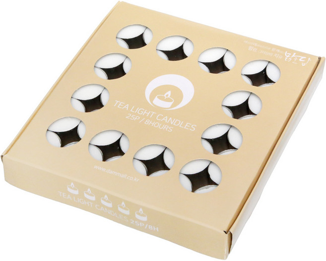 맑을담 티라이트 캔들 무향 미니양초 25p 8시간, 단일수량, 23g